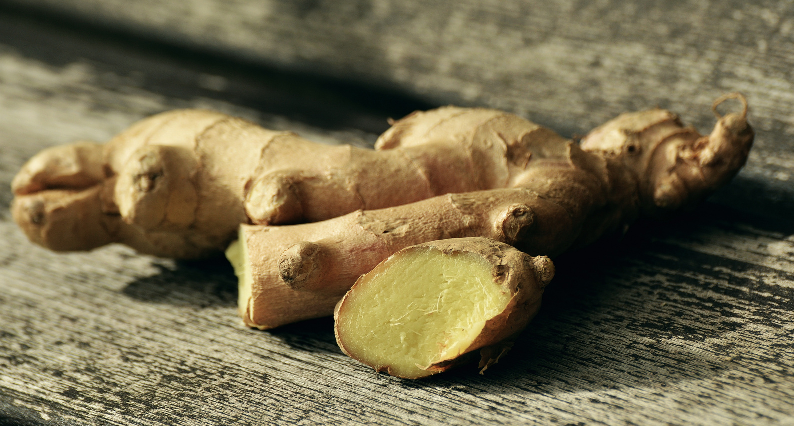 Ginger Root on Wooden Table